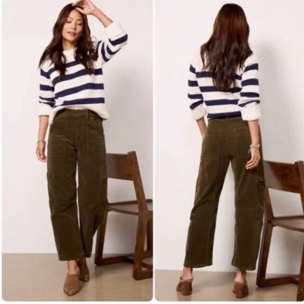 Citizens Of Humanity Marcelle Low Slung Easy Corduroy Olive Green pants